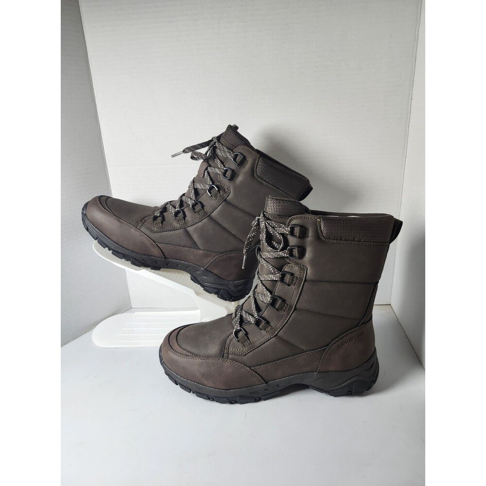 Lands End Expedition Trail Waterproof Boots Mens Size 8 Brown Lace Up Winter